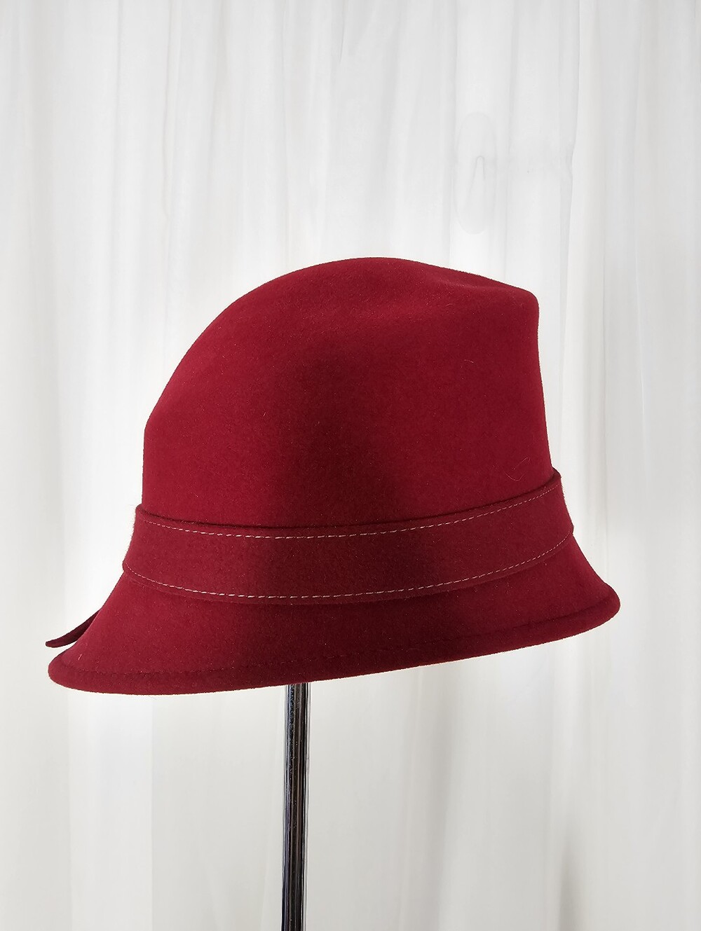 Eric Javits Red Felt Cloche Hat Bow Vintage - Picture 8 of 12
